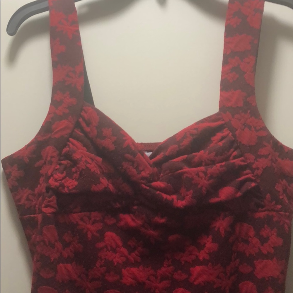 Red floral mini dress